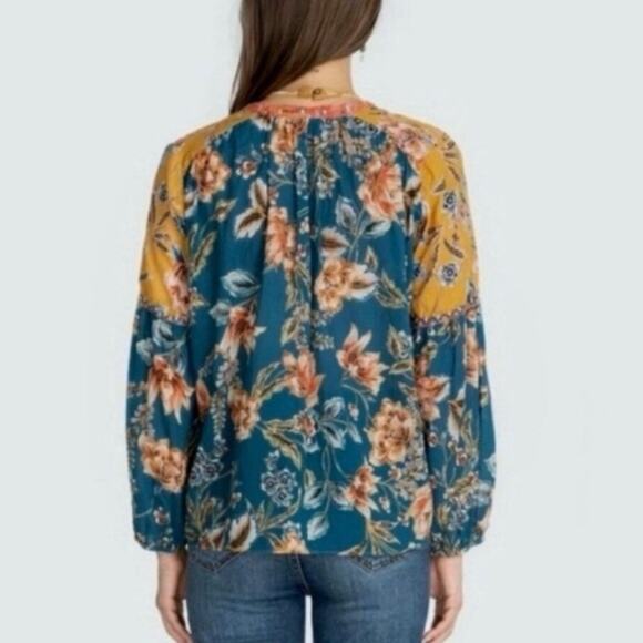 Johnny Was Workshop Yellow Floral Blouse Size XS - Picture 3 of 6